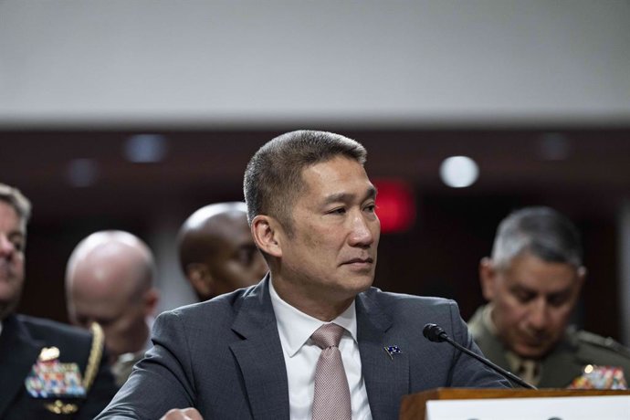 Archivo - May 19, 2026, Washington, District Of Columbia, USA: Acting United States Secretary of the Navy Hung Cao testifies during the US Senate Committee on Armed Services hearing to examine the posture of the Department of the Navy in review of the Def