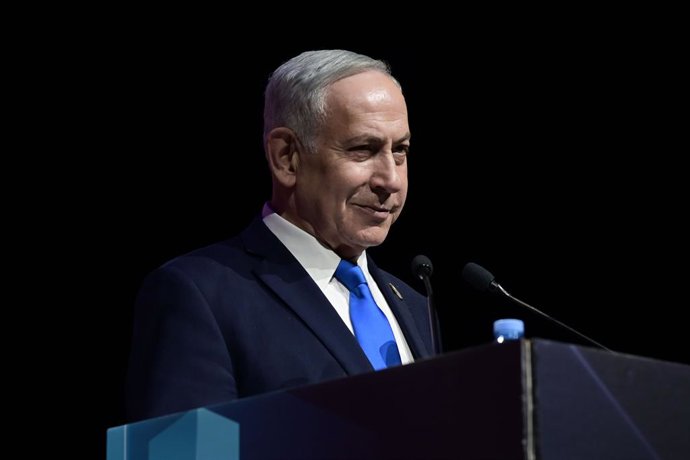 Archivo - Arquivo - 24 de junho de 2026, Tel Aviv, Israel: TEL AVIV, ISRAEL - 24 DE JUNHO DE 2026: O primeiro-ministro israelense Benjamin Netanyahu profere um discurso principal durante a Conferência Anual do Governo Local em Tel Aviv. O evento contou co