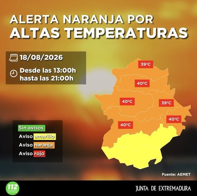 Situación de alerta naranja por altas temperaturas en Extremadura