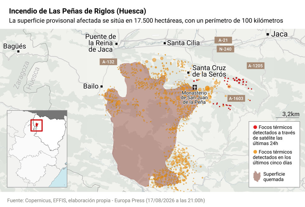 Incendio en Peña de Riglos (Huesca)