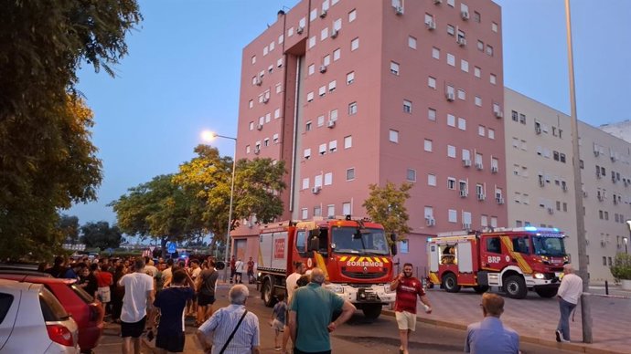 Actuación de los Bomberos del Consorcio provincial en el incendio de Tomares