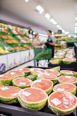 Lineal de fruta y verdura de Mercadona.