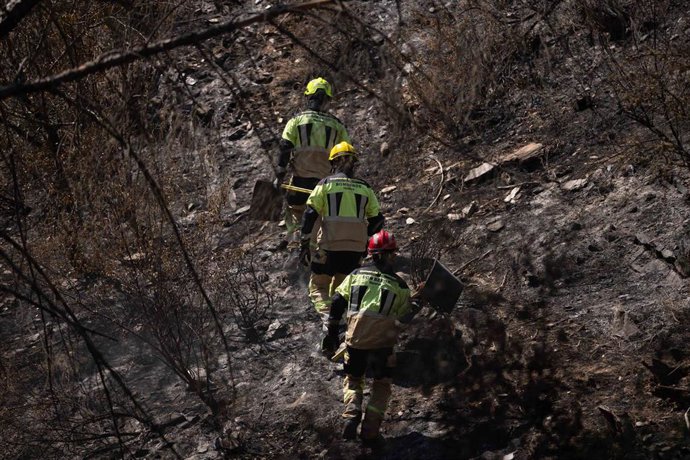 Bomberos trabajando en el incendio de Niebla (Huelva). 