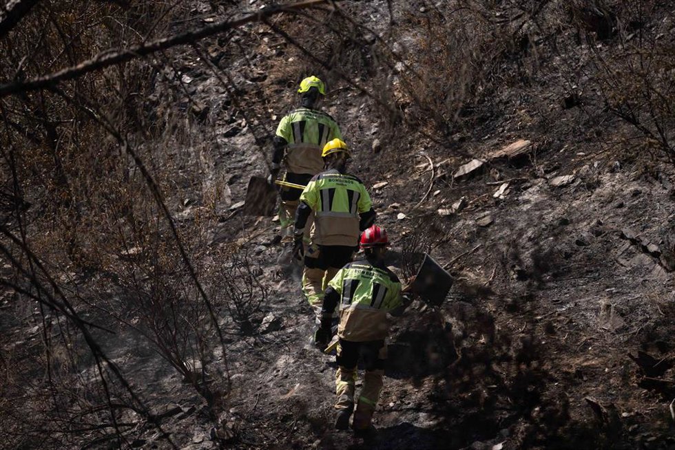 Bomberos trabajando en el incendio de Niebla (Huelva).