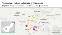 La Junta informa de que ya son cuatro los seísmos registrados este martes en Granada con magnitud 4 o más