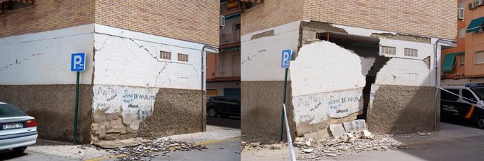 Imagen de la evolución del terremoto del 14 de agosto al 18 de agosto en un edificio del distrito de El Zaidín. A 18 de agosto de 2026 en Granada, Andalucía (España). 