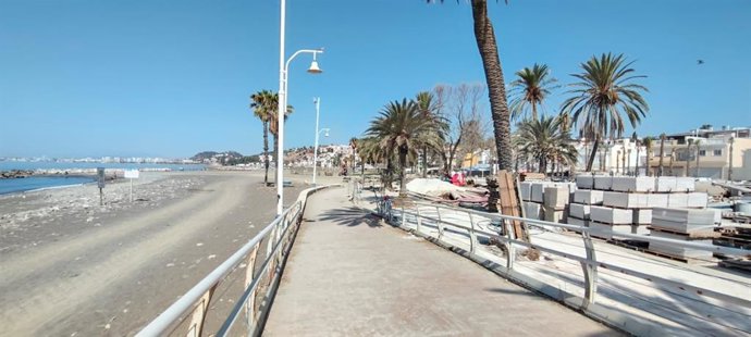 Obras en el Paseo Marítimo de Pedregalejo
