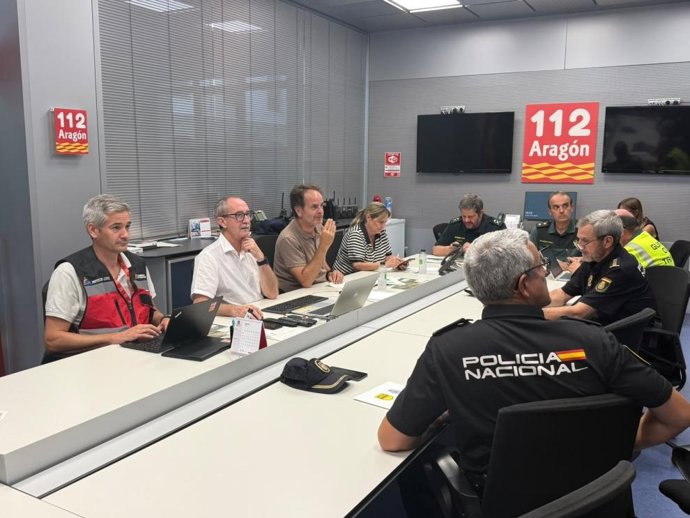 Reunión del CECOPI en la Sala de Crisis del 112, en el Edificio Pignatelli.