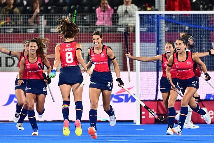 August 18, 2026, Wavre, Belgium: WAVRE, BELGIUM - AUGUST 18 : Jimenez Lucia of Spain celebrates scoring a goal during the FIH Hockey World Cup 2026 first phase group pool C match between Spain and Belgium on August 18, 2026 in Wavre, Belgium, 18/08/2026