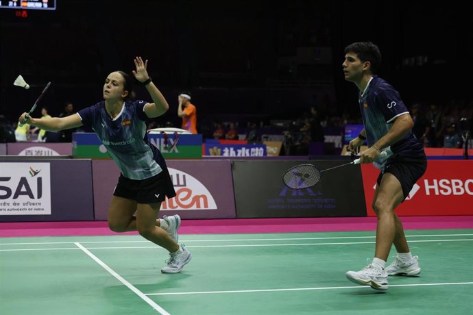 Rubén García y Lucía Rodríguez, durante un partido.