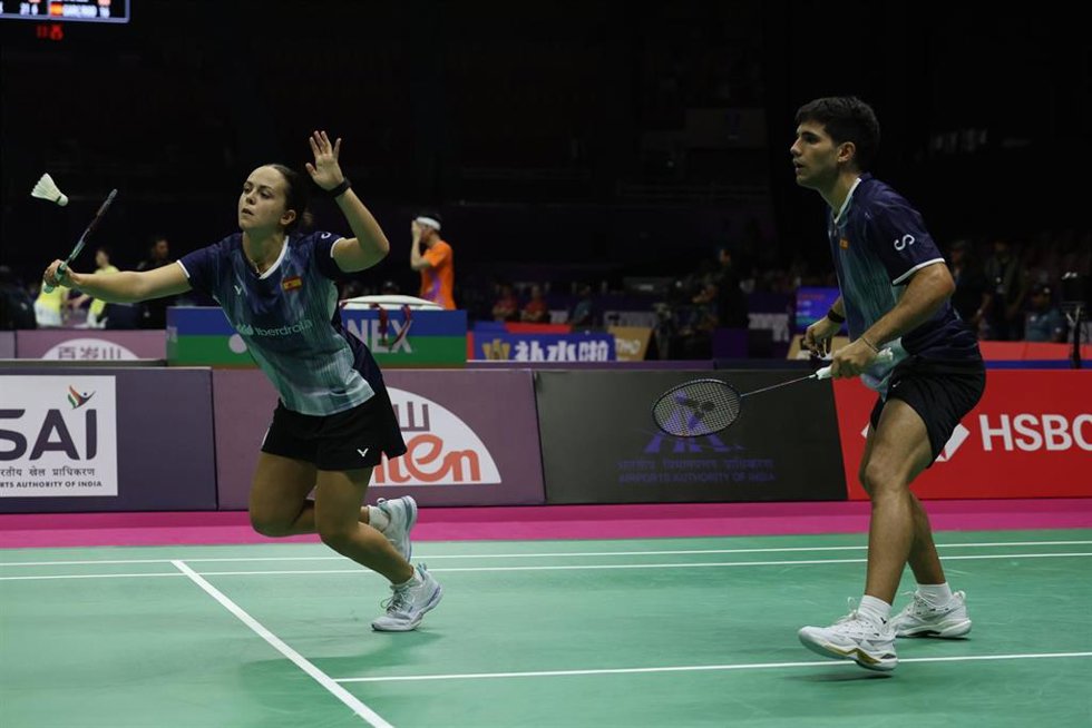 Rubén García y Lucía Rodríguez, durante un partido.