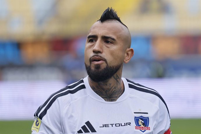 Futbol, Everton vs Colo Colo Fecha 17, Liga de Primera 2026 El jugador de Colo Colo, Arturo Vidal, durante el partido contra Everton, disputado en el estadio Sausalito en Vina del Mar, Chile. 01/08/2026 Sebastian Cisternas/Photosport  Football, Everton
