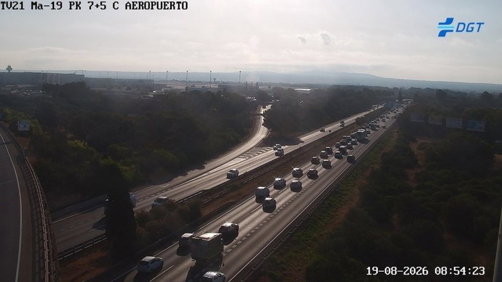 Retenciones en la autopista de Llucmajor, en sentido Palma.