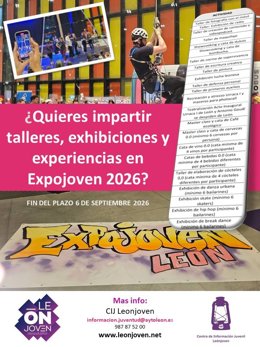 El Ayuntamiento de León abre plazo para presentar propuestas para 22 talleres de Expojoven 2026.