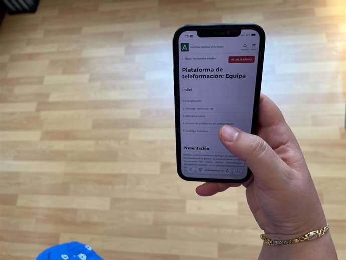 Acceso a la plataforma de teleformación del Instituto Andaluz de la Mujer.