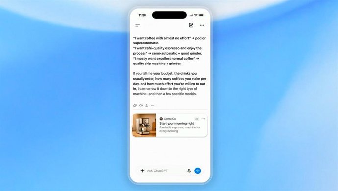 Imagen de un anuncio en ChatGPT.