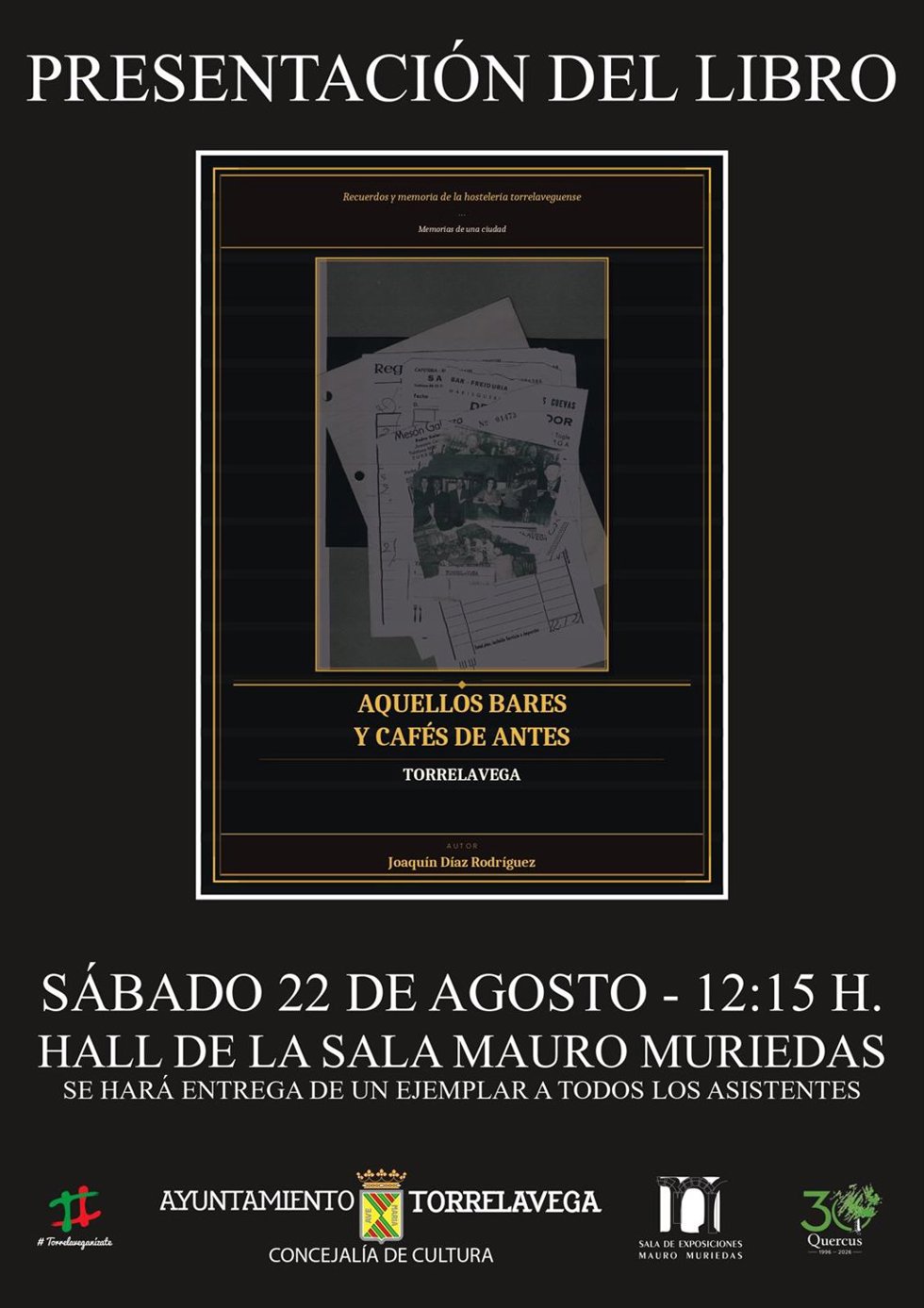 Cartel de presentación del libro 'Aquellos bares y cafés de antes. Torrelavega'