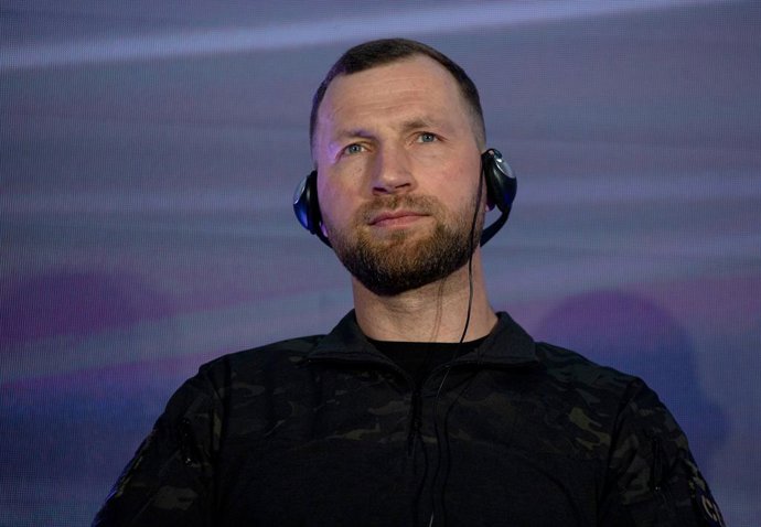 Archivo - May 7, 2026, Kyiv, Ukraine: Acting Head of the Security Service of Ukraine, Major General Yevhen Khmara participates in a panel discussion during the 'United for Justice: Accountability for Crimes against Civilians' International Conference in K