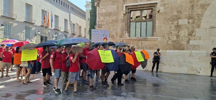 Imagen de la protesta del personal de prevención de incendios