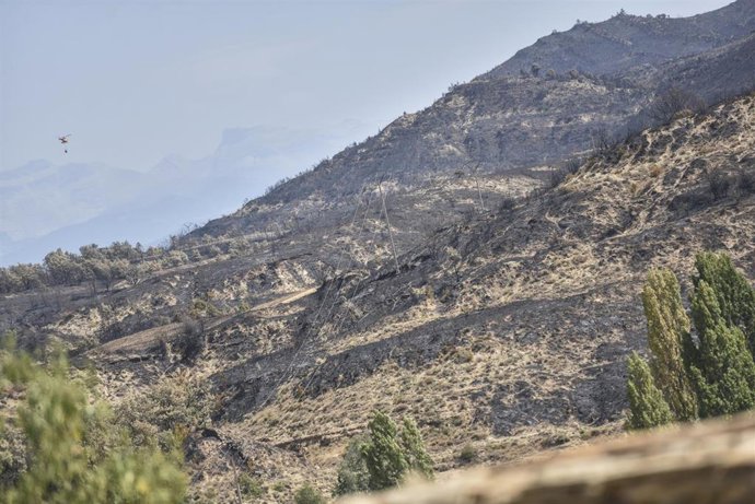 Vista de zonas calcinadas por el incendio de Riglos.