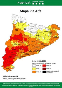 Mapa del Plan Alfa de este jueves 20 de agosto.