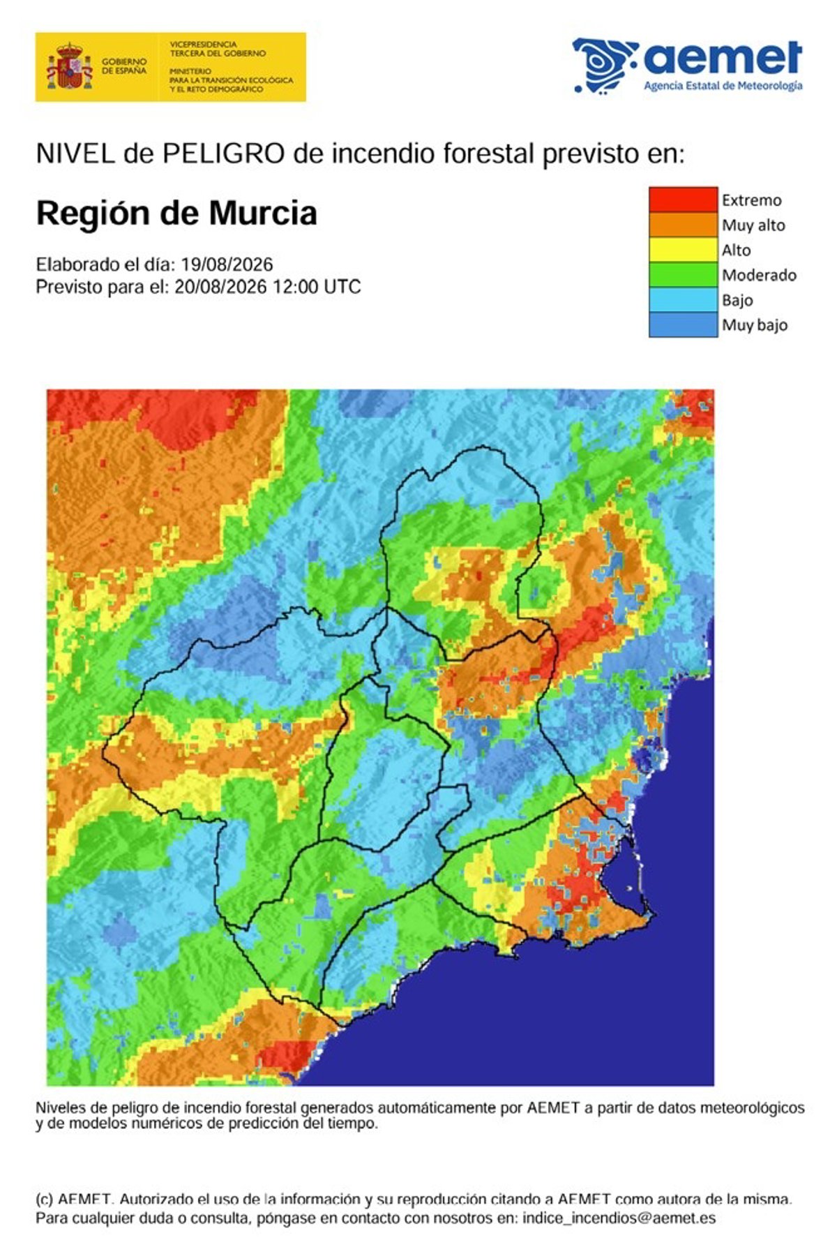 El nivel de riesgo de incendio forestal este jueves es alto en el Litoral-Este
