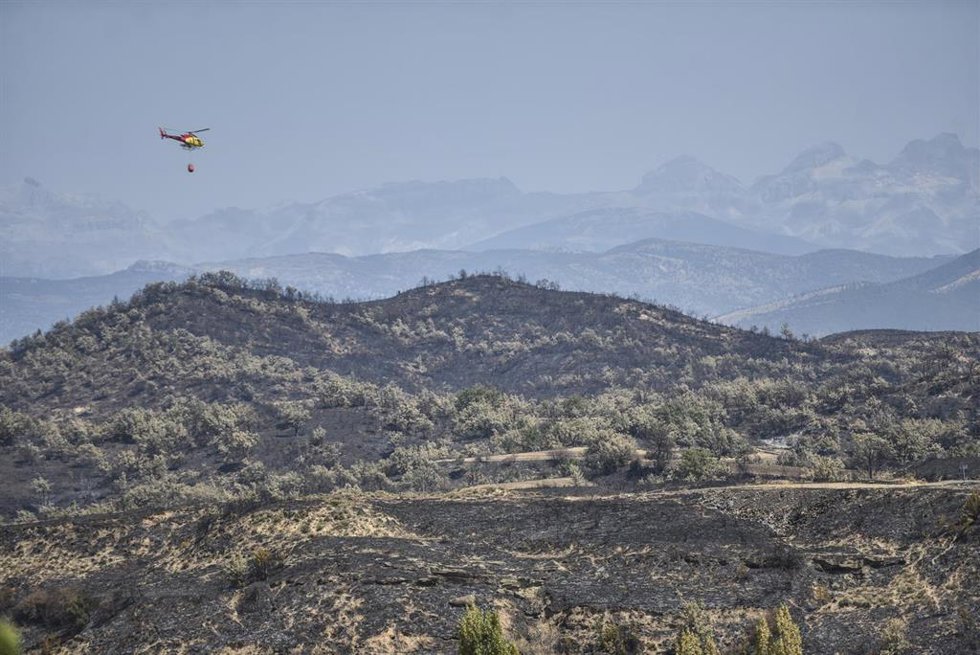 Vista de zonas calcinadas por el incendio de Riglos.