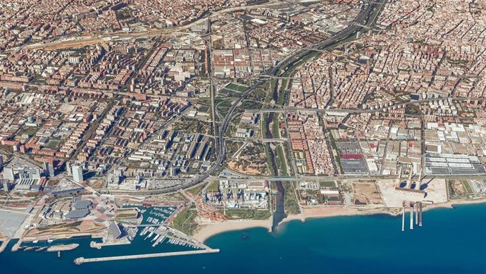 Imagen aéra de la desembocadura del río Besós
