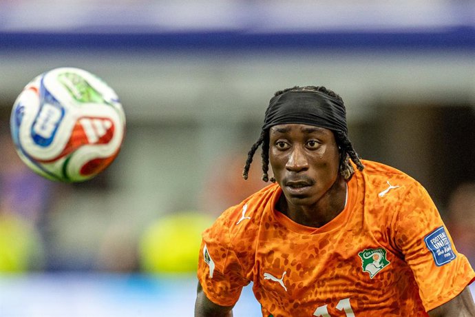 Archivo - Arquivo - 30 de junho de 2026, Dallas, Estados Unidos: Yan Diomande, da Costa do Marfim, em ação durante a partida de futebol da Copa do Mundo da FIFA 2026 entre a Costa do Marfim e a Noruega no AT&T Stadium... Resultado final: Costa do Marfim 1