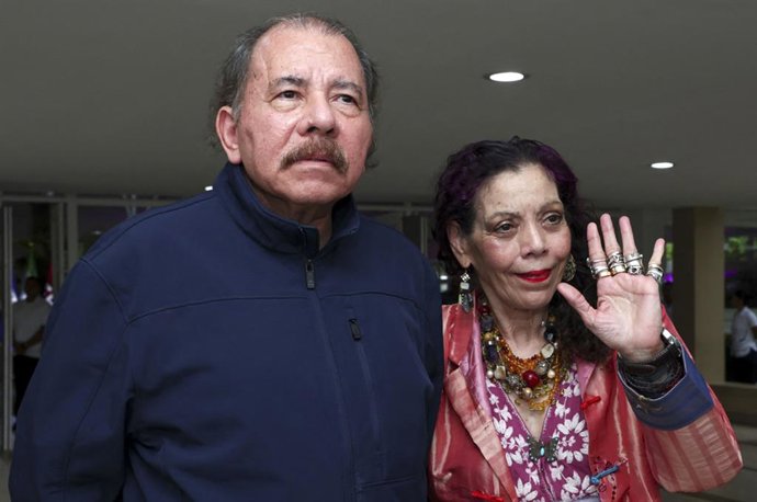 Archivo - Arquivo - 26 de junho de 2023: Daniel Ortega, sua esposa e a vice-presidente Rosario Murillo.