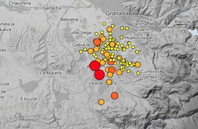 La actividad sísmica en Granada se ralentiza tras siete terremotos leves, dos de ellos sentidos por la población.