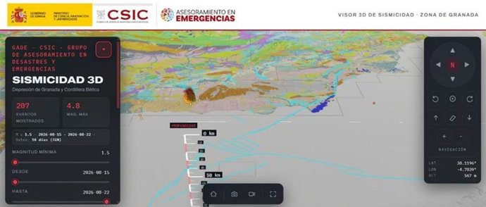 El CSIC desarrolla un visor de acceso abierto para facilitar el seguimiento y análisis de los terremotos en Granada.