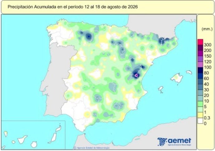 España acumula 625 l/m2 de lluvias desde el 1 de octubre, un 7% más que el valor normal.