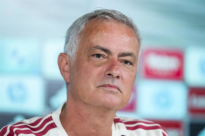 August 21, 2026, Madrid, Madrid, Spain: Jose Mourinho, head coach of Real Madrid, is seen speaking during the press conference ahead of the opening LaLiga EA Sports match against RCD Espanyol de Barcelona at Ciudad Real Madrid on August 21, 2026 in Madrid