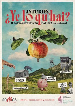 Cartel del evento '¿Ye lo qu'hai?' organizado por  Somos Asturies, el 8 de septiembre en Gijón.