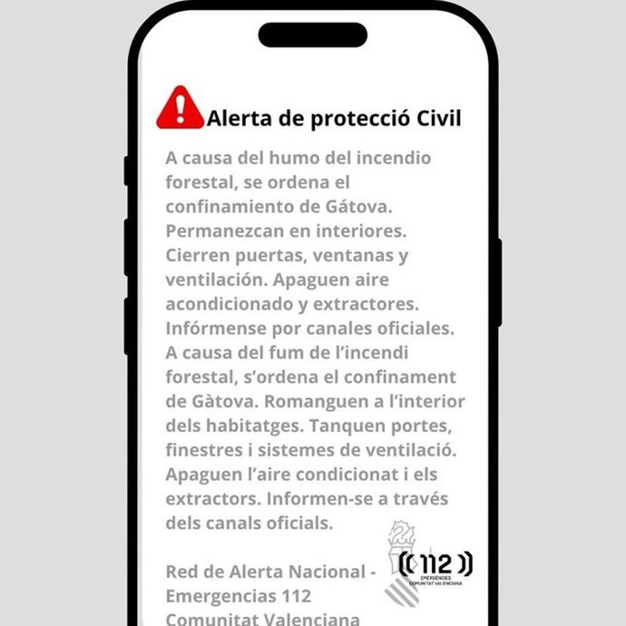 Mensaje a la población de Gàtova