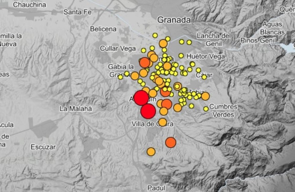La actividad sísmica pierde intensidad en Granada y su área metropolitana.