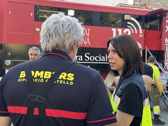 La ministra de Ciencia, Innovación y Universidades, Diana Morant, en el PMA del incendio de Segorbe.