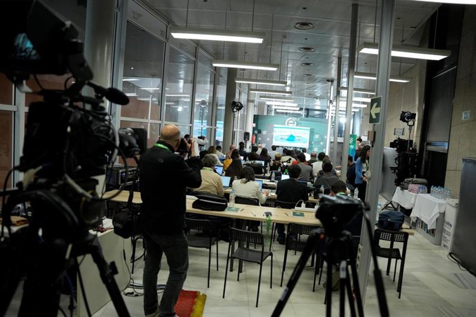 Archivo - Medios de comunicación en sala de prensa