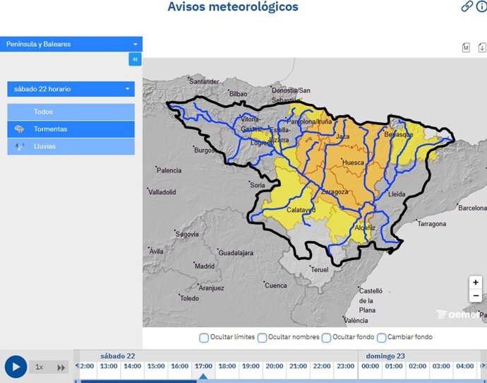 Aviso de lluvias intensas.