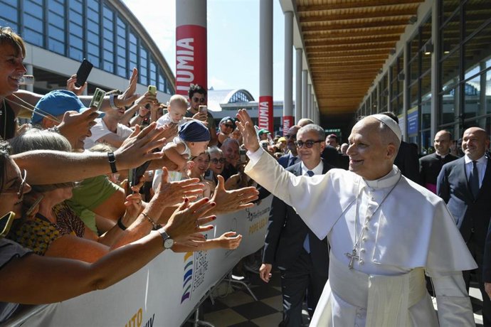El Papa León en Rímini, después de visitar San Marino, el sábado 22 de agosto de 2026.