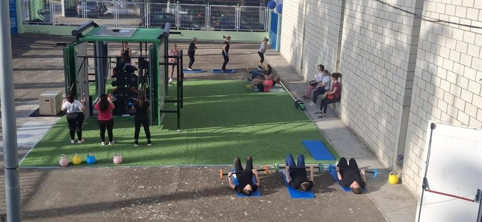 Gimnasio portátil del programa Cubofit que impulsa la Junta de Extremadura