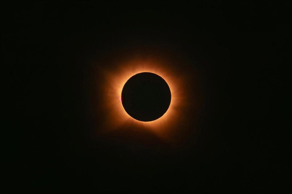 Vista del eclipse solar total de 2026, a 12 de agosto de 2026,