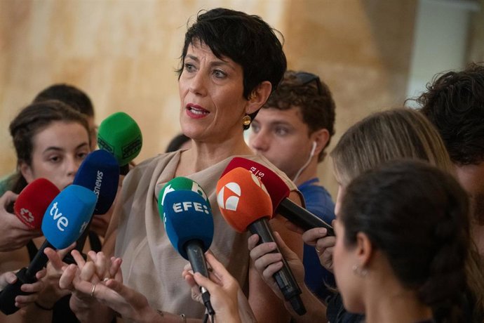 La ministra de Inclusión, Seguridad Social y Migraciones, Elma Saiz, valora los datos de afiliación a la Seguridad Social del mes de julio, a 4 de agosto de 2026, en Madrid (España). La Seguridad Social rompió en julio la barrera de los 22,5 millones de o