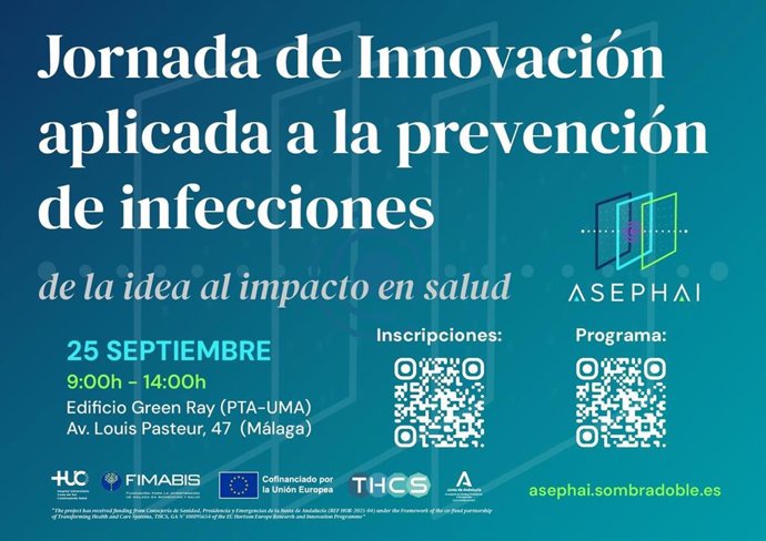 Cartel de la jornada 'Innovación aplicada a la prevención de infecciones: de la idea al impacto en salud' en el Hospital Universitario Costa del Sol