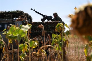 RUSSIA, KHERSON REGION - AUGUST 18, 2026: A serviceman of a Russian Army Group Dnepr 18th Combined Arms Army mobile fire team during a combat mission in the special military operation zone