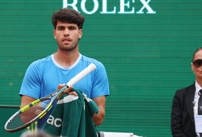 Archivo - Monte Carlo, Monk: Tennis, ATP Monte Carlo Rolex Masters 2026 final, Carlos Alcaraz (ESP), Sunday, April 12, 2026. Photo Felice Calabro',Image: 1090447486, License: Rights-managed, Restrictions: * Italy Rights OUT *, Model Release: no, Credit li