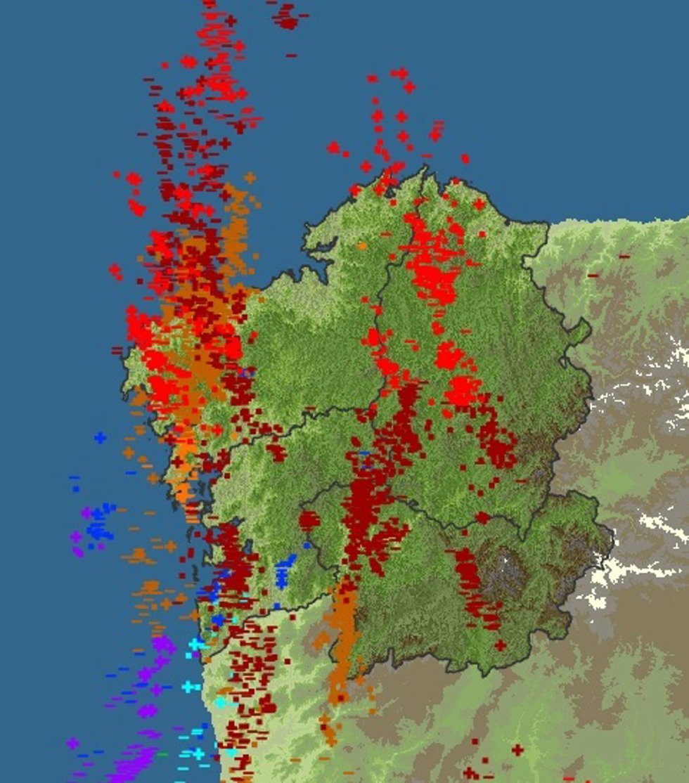 Mapa de las tormentas sobre la comunidad.