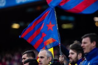 Archivo - BARCELONA, SPAIN - FEBRUARY 11: FC Barcelona flag mixed with estelada catalan independence symbol during La Liga match between FC Barcelona v Getafe at Camp Nou Stadium in Barcelona on 11 of February, 2018.