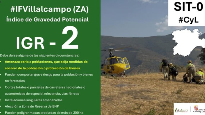 Aviso de IGR 2 en Villalcampo.